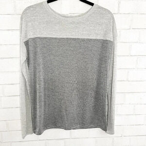 Vince Gray Color Block Lightweight Long Sleeve Tee Shirt Women's Size XS